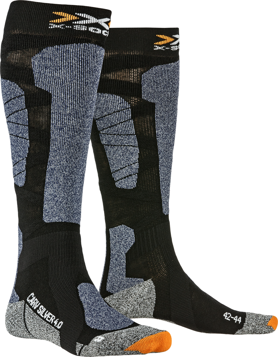 Calcetines de esquí X-Socks Rider 4.0 para mujer (gris piedra melange/rosa)  - Alpinstore